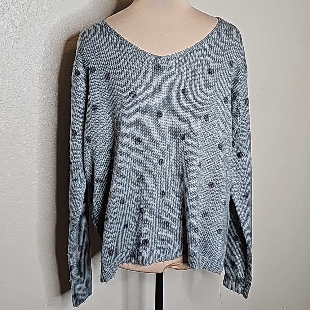 Wooden Ships Medium/ Large Gray polka dot sweater